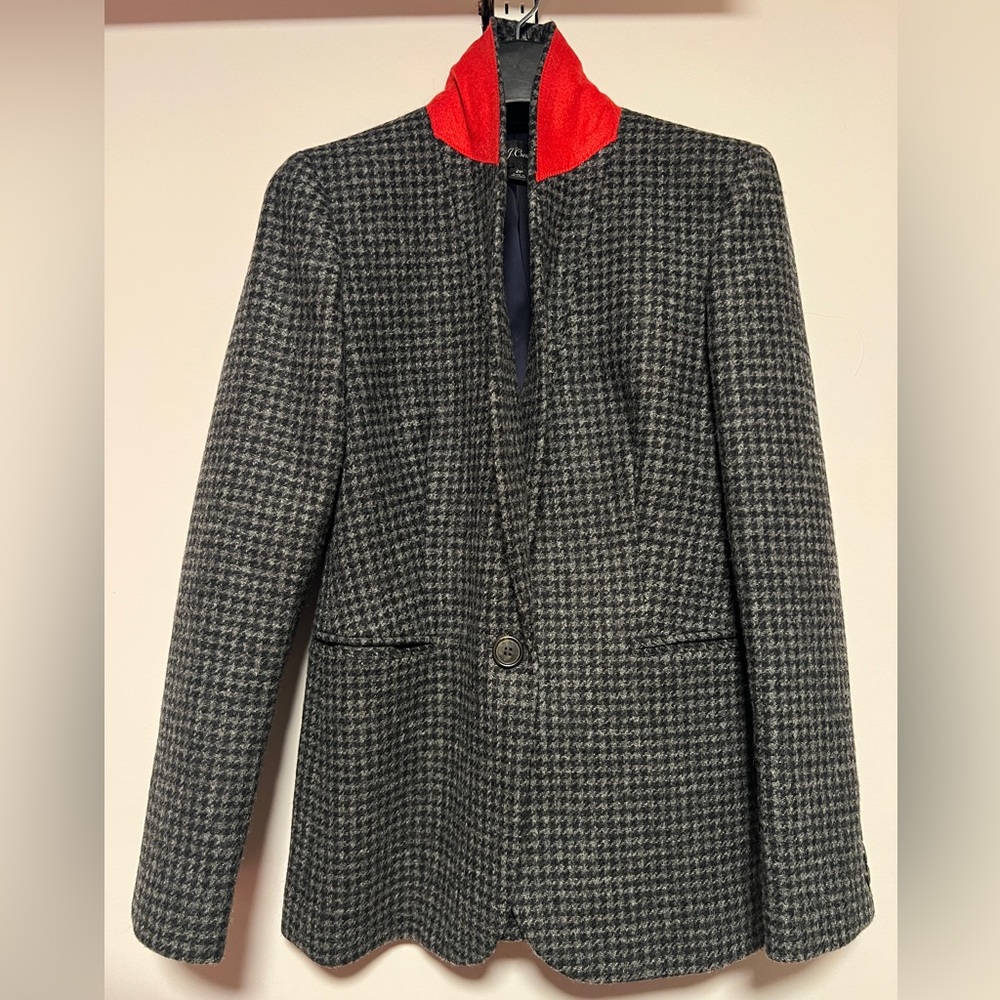 NWOT J. Crew Houndstooth Blazer in Gray and Red